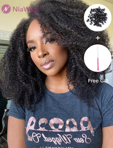 4B 4C I Tip Hair Extension Afro Kinky Curly Human Hair Tip Extensions For Black Women